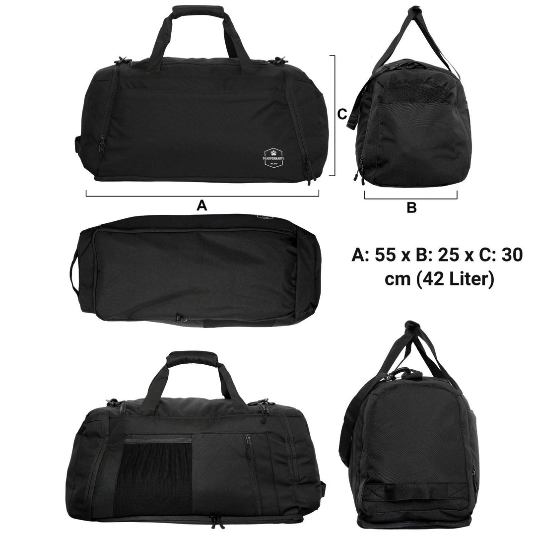Bearformance® Ultimate Sportbag - Sporttasche mit Schuhfach, Nassfach & Rucksackfunktion - BEARFORMANCE