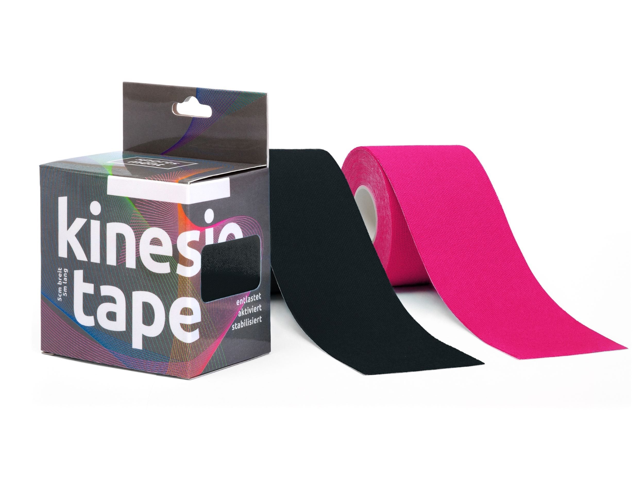 Sportsment Kinesiotape für Sport, Freizeit und Physiotherapie inkl. gratis E-Book (elastisch, hautverträglich, selbstklebend, belastbar, wasserfest) 5 cm x 5 m Kinesiology Tape - BEARFORMANCE